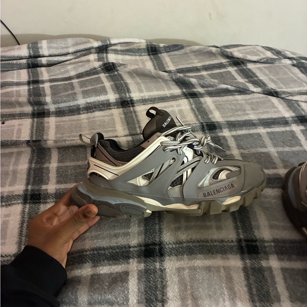 Balenciaga Cream and Gray Track Sneakers